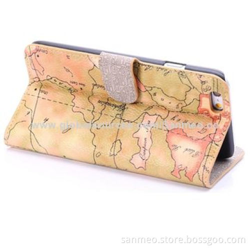 Leather Mobile Phone Case for iPhone 6, Perfectly Fits the Shape, Map, Ultra-thin Holder WalletNew